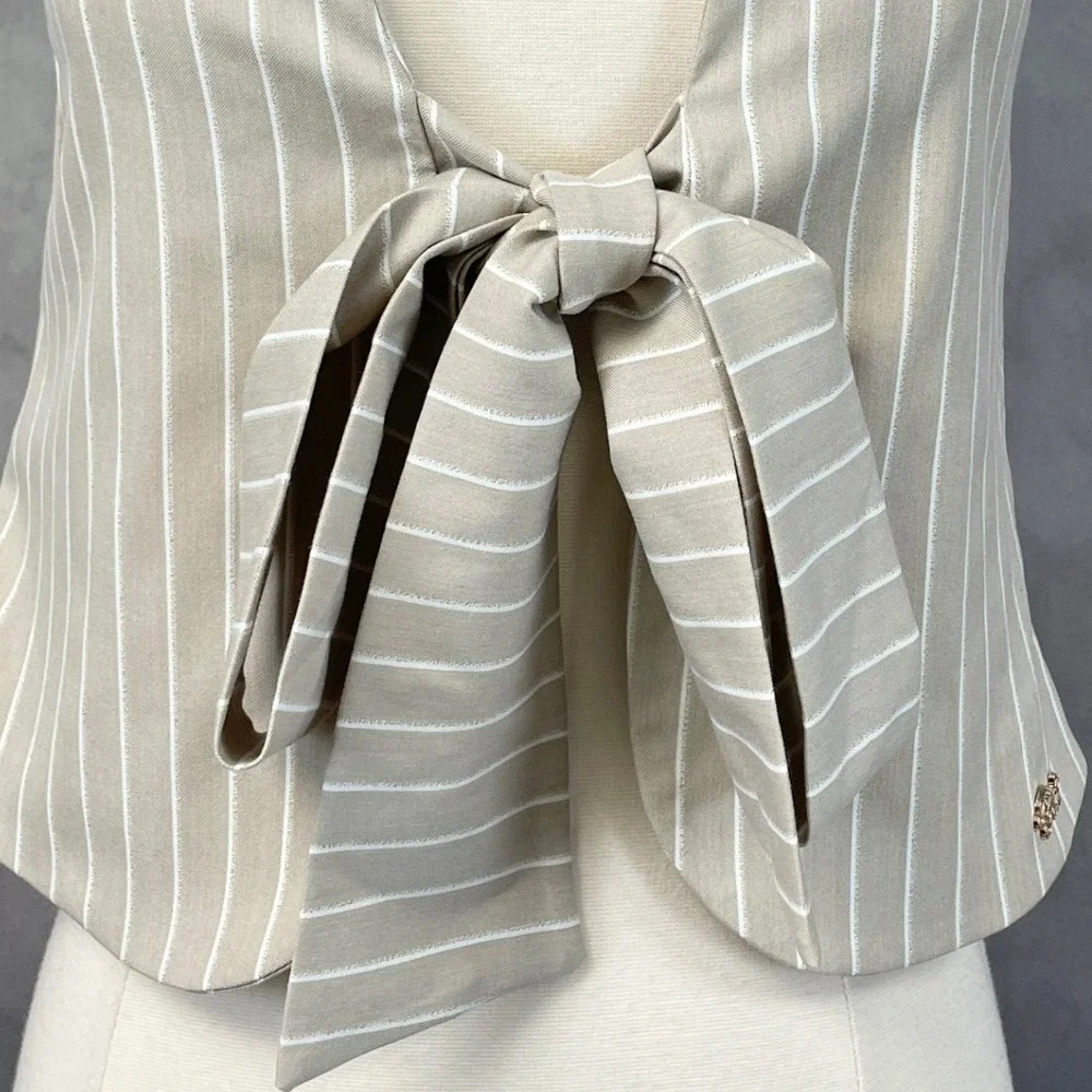 FUN&FUN Vest Waistcoat Top Girls 16 Womens XS/S‎ Tie Front Sophisticated Chic